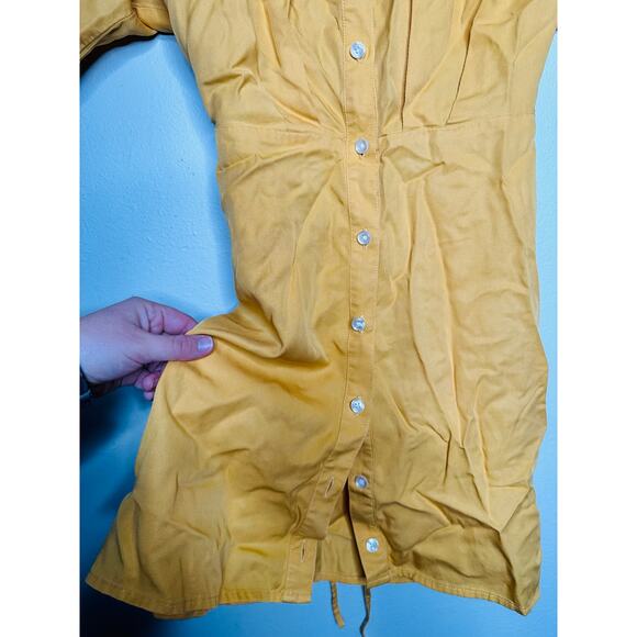 THAKOON x RTR Yellow Orange Collared Neckline Front Button Shirtdress Size 0 - Picture 7 of 12